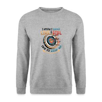 I know I'm shooting like a girl - Unisex Sweatshirt - salt & pepper - Front - Alina (178cm) & Michal (187cm)