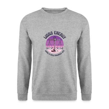 Waage Energie Astrologisches Tierkreiszeichen - Unisex Pullover - Weißgrau meliert - Vorne - Alina (178cm) & Michal (187cm)