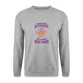 Massothérapeute, thérapeute, massothérapeute agréé - Sweat-shirt Unisexe - gris chiné - Devant - Alina (178cm) & Michal (187cm)