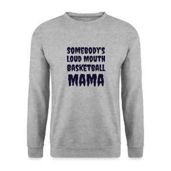 Somebody's Loud Mouth Basketball Mama, Basketball - Unisex Pullover - Weißgrau meliert - Vorne - Alina (178cm) & Michal (187cm)