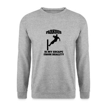 Parkour Läufer Geschenk Extremsport Parkourläufer - Unisex Pullover - Weißgrau meliert - Vorne - Alina (178cm) & Michal (187cm)
