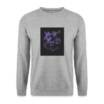 TIGER IM DSCHUNGEL I LÖWE - Unisex Pullover - Weißgrau meliert - Vorne - Alina (178cm) & Michal (187cm)