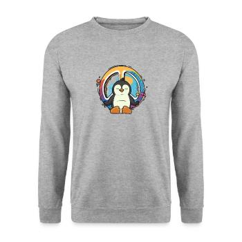 Hippie Penguin Peace Sign Yoga Bird Hippies Animal - Unisex Sweatshirt - salt & pepper - Front - Alina (178cm) & Michal (187cm)