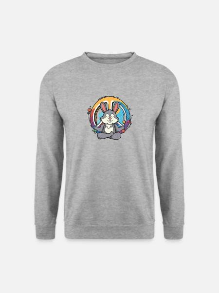 Hippie Lapin Signe de Paix Yoga Cool Hare Drôle - Sweat-shirt Unisexe - gris chiné