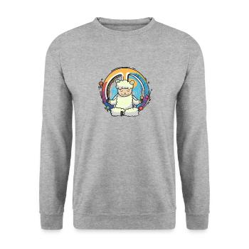 Hippie Sheep Peace Sign Yoga Lamb Hippies Animal - Unisex Sweatshirt - salt & pepper - Front - Alina (178cm) & Michal (187cm)