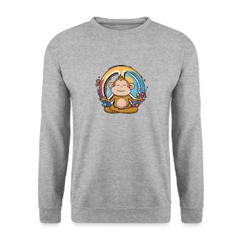Hippie Monkey Peace Sign Yoga Cool Ape Funny - Unisex Sweatshirt - salt & pepper - Front - Alina (178cm) & Michal (187cm)