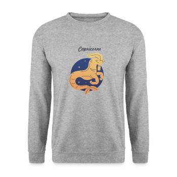 Capricorne - Sweat-shirt Unisexe - gris chiné - Devant - Alina (178cm) & Michal (187cm)