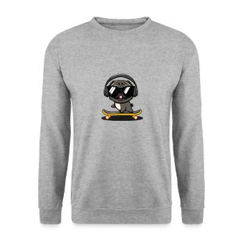 Concevoir avec un chien carlin basé sur un - Sweat-shirt Unisexe - gris chiné - Devant - Alina (178cm) & Michal (187cm)