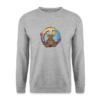 Hippie Deer Peace Sign Yoga Reindeer Hippies Funny - Unisex Sweatshirt - salt & pepper - Front - Alina (178cm) & Michal (187cm)