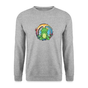 Hippie Frog Peace Sign Yoga Frogs Hippies Humor - Unisex Sweatshirt - salt & pepper - Front - Alina (178cm) & Michal (187cm)