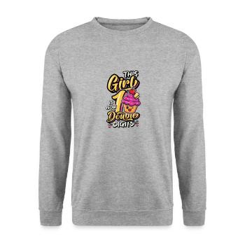 This girl is now 10, double digits - Unisex Sweatshirt - salt & pepper - Front - Alina (178cm) & Michal (187cm)