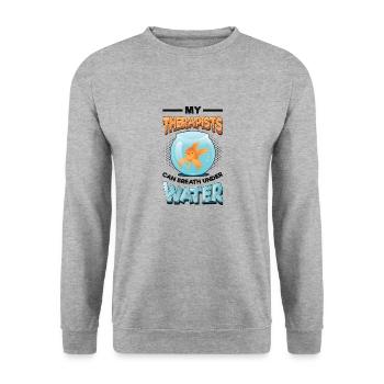 Fun fish keeping, fish keepers - Unisex Sweatshirt - salt & pepper - Front - Alina (178cm) & Michal (187cm)
