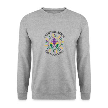 Mardi Gras Beads Carnival Crawfish Party Drinking - Unisex Sweatshirt - salt & pepper - Front - Alina (178cm) & Michal (187cm)
