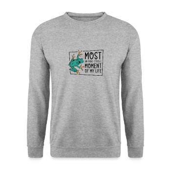 Red Eyed Tree Frog Cute Rainforest Amphibian - Unisex Sweatshirt - salt & pepper - Front - Alina (178cm) & Michal (187cm)