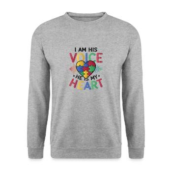 Ich Bin Seine Stimme, Er Ist Mein Herz - Unisex Pullover - Weißgrau meliert - Vorne - Alina (178cm) & Michal (187cm)