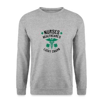 St. Patrick's Day Krankenschwester - Unisex Pullover - Weißgrau meliert - Vorne - Alina (178cm) & Michal (187cm)