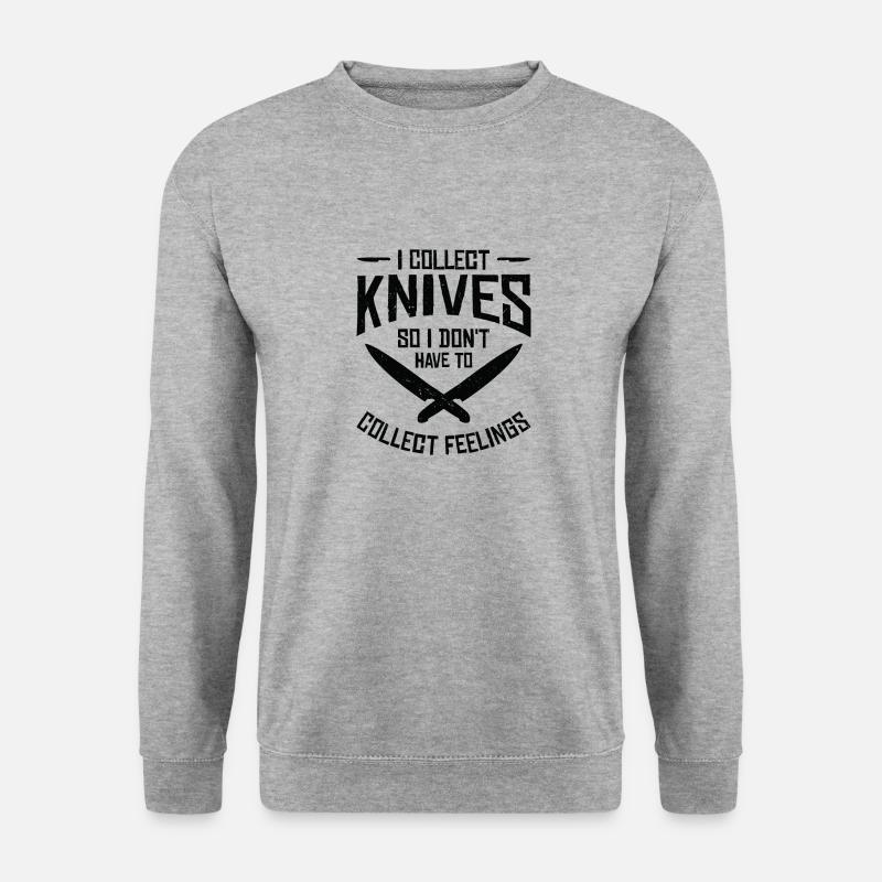 Messersammler Messer Sammeln - Unisex Pullover - Weißgrau meliert