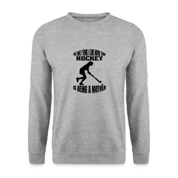 Hockey Hockeyspieler Mutter Unihockey Feldhockey - Unisex Pullover - Weißgrau meliert - Vorne - Alina (178cm) & Michal (187cm)