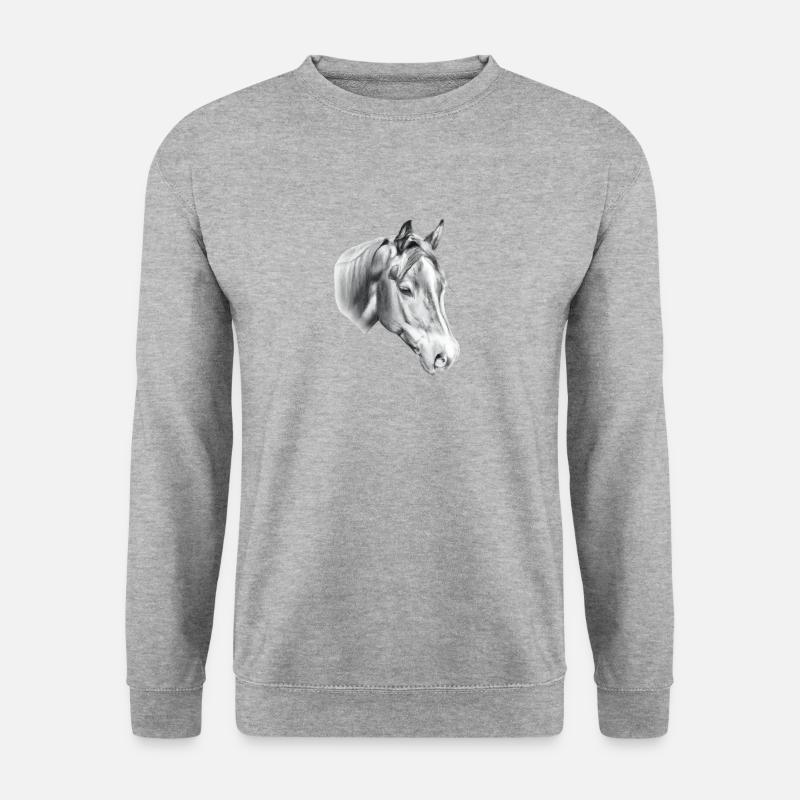 Pferdekopf Bleistiftzeichnung - Unisex Pullover - Weißgrau meliert