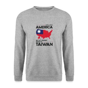 Geboren in Taiwan Taiwaner Amerikaner USA - Unisex Pullover - Weißgrau meliert - Vorne - Alina (178cm) & Michal (187cm)