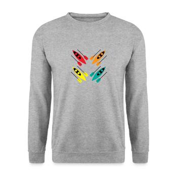 Kajakfahren Buntes Paddel Sport Muster Kunst - Unisex Pullover - Weißgrau meliert - Vorne - Alina (178cm) & Michal (187cm)