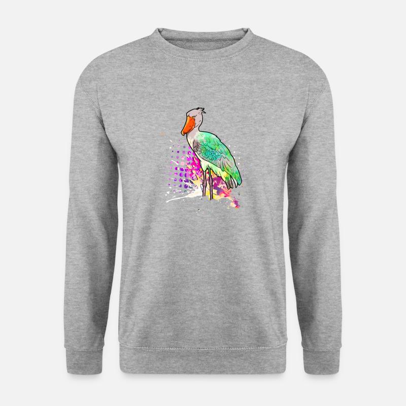 Schuhschnabel Vogel Ornithologe Wald I Geschenk - Unisex Pullover - Weißgrau meliert