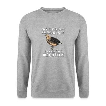 ICH HABE WACHTELN - Unisex Pullover - Weißgrau meliert - Vorne - Alina (178cm) & Michal (187cm)