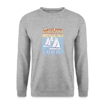 BOOTE SAILING OPA - Unisex Pullover - Weißgrau meliert - Vorne - Alina (178cm) & Michal (187cm)