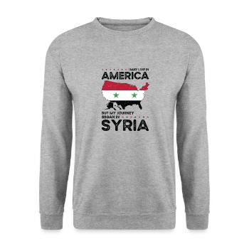 Nés Syriens Syrie Américains USA - Sweat-shirt Unisexe - gris chiné - Devant - Alina (178cm) & Michal (187cm)