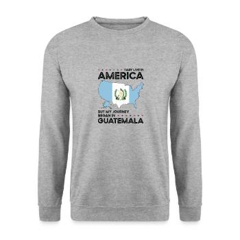 Né: Guatemala, Guatemala, Américain, États-Unis - Sweat-shirt Unisexe - gris chiné - Devant - Alina (178cm) & Michal (187cm)