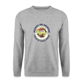 Fische Energie Kreativität Astrologie Imagination - Unisex Pullover - Weißgrau meliert - Vorne - Alina (178cm) & Michal (187cm)