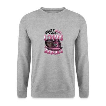 Only a girl who loves baking - Unisex Sweatshirt - salt & pepper - Front - Alina (178cm) & Michal (187cm)