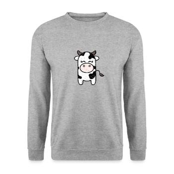 Minimalist cow in kawaii style - Unisex Sweatshirt - salt & pepper - Front - Alina (178cm) & Michal (187cm)