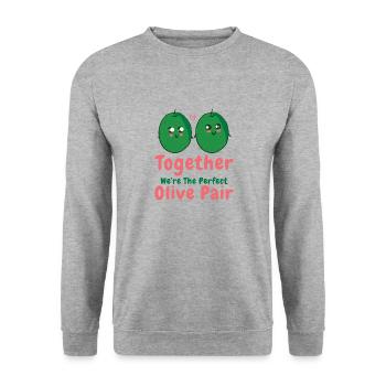 Saint-Valentin Olive Couples Rencontres Romance - Sweat-shirt Unisexe - gris chiné - Devant - Alina (178cm) & Michal (187cm)