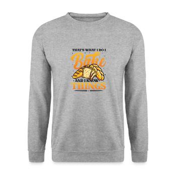 Boulanger, je le fais, je fais de la pâtisserie et je sais des choses - Sweat-shirt Unisexe - gris chiné - Devant - Alina (178cm) & Michal (187cm)