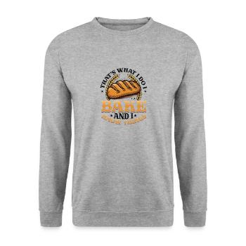 Boulanger, je le fais, je fais de la pâtisserie et je sais des choses - Sweat-shirt Unisexe - gris chiné - Devant - Alina (178cm) & Michal (187cm)