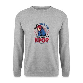 I don't hear you, I hear Kpop - Unisex Sweatshirt - salt & pepper - Front - Alina (178cm) & Michal (187cm)