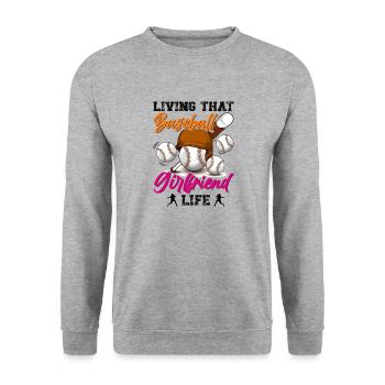 Baseball Spieler Baseball Spielerin Baseball Team - Unisex Pullover - Weißgrau meliert - Vorne - Alina (178cm) & Michal (187cm)