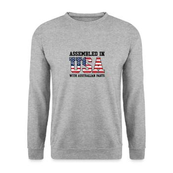Geboren Australien Australien Amerikanisch USA - Unisex Pullover - Weißgrau meliert - Vorne - Alina (178cm) & Michal (187cm)