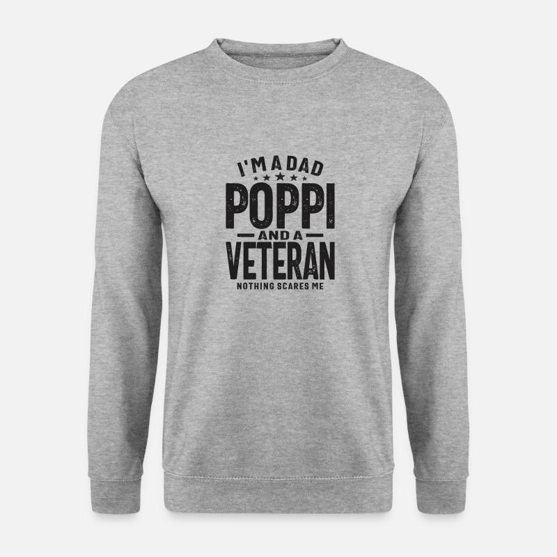Ich bin ein Vater Poppi und ein Veteran - Unisex Pullover - Weißgrau meliert