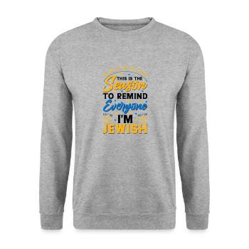 Hanoucca - Sweat-shirt Unisexe - gris chiné - Devant - Alina (178cm) & Michal (187cm)