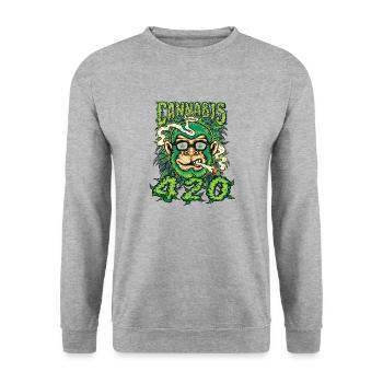 MARIHUANA 420 CANNABIS WEED HANF SMOKER DESIGN - Unisex Pullover - Weißgrau meliert - Vorne - Alina (178cm) & Michal (187cm)