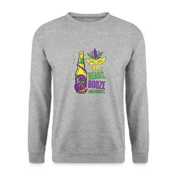 Mardi Gras Karneval Maske Bier Perlen Tölpel - Unisex Pullover - Weißgrau meliert - Vorne - Alina (178cm) & Michal (187cm)