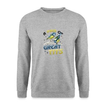 Une paire d’ornithologues géniaux - Sweat-shirt Unisexe - gris chiné - Devant - Alina (178cm) & Michal (187cm)