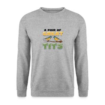 Une paire d’ornithologues géniaux - Sweat-shirt Unisexe - gris chiné - Devant - Alina (178cm) & Michal (187cm)