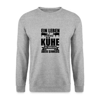 Landwirt Bauer Farmer - Unisex Pullover - Weißgrau meliert - Vorne - Alina (178cm) & Michal (187cm)