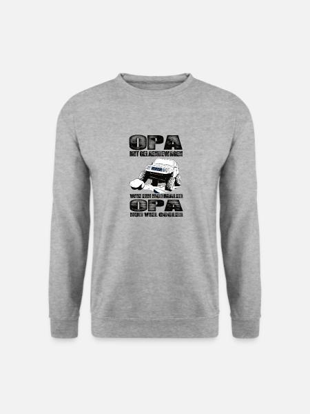 Opa Mit Geländewagen Wie Ein Normaler Opa Nur Cool - Unisex Pullover - Weißgrau meliert
