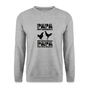 Papa Mit Hühner Wie Ein Normaler Papa Nur Cooler - Unisex Pullover - Weißgrau meliert - Vorne - Alina (178cm) & Michal (187cm)