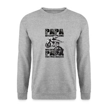 Papa Mit Downhill Bike Wie Ein Normaler Papa nur - Unisex Pullover - Weißgrau meliert - Vorne - Alina (178cm) & Michal (187cm)