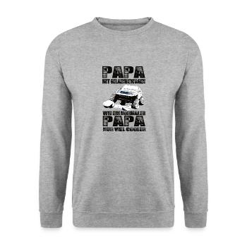 Geländewagen - Unisex Pullover - Weißgrau meliert - Vorne - Alina (178cm) & Michal (187cm)